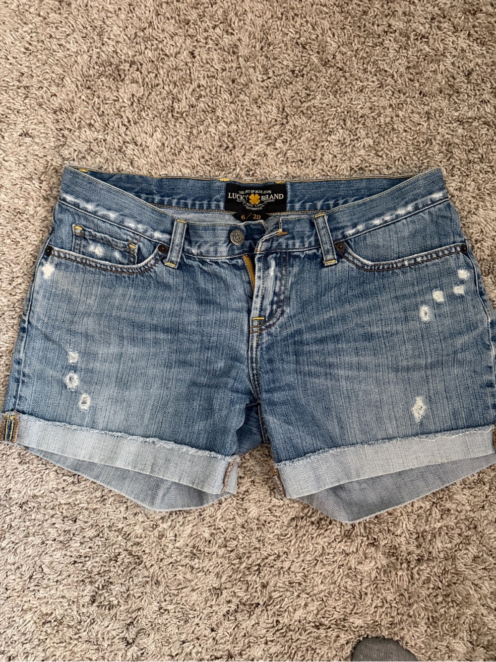 Lucky Brand Women's Distressed Cuffed Denim Shorts - Blue